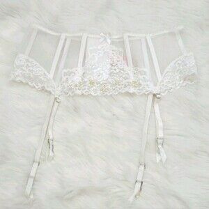 Victoria Secret white Garter Belt lace women size Os One Size Adjustable Womens